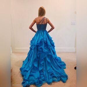 Elegant Blue Ruffled Gown
